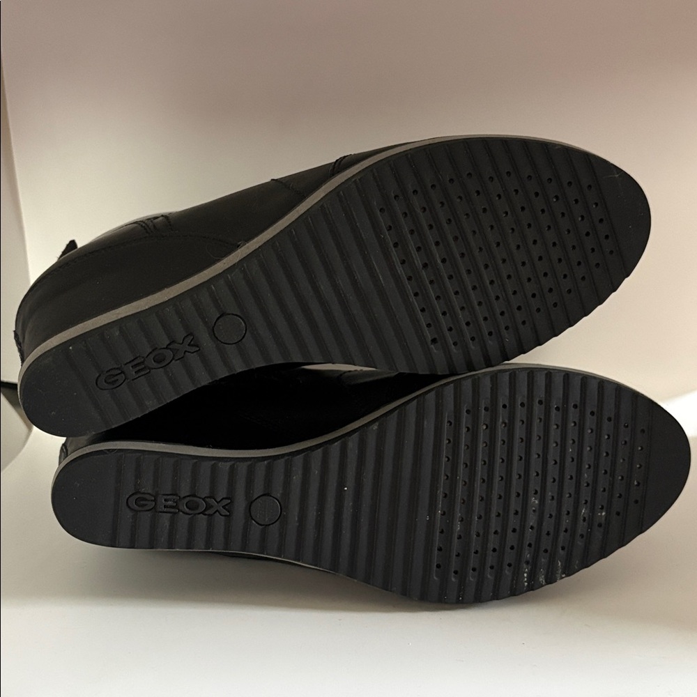 Geox Black Oxford Illusion Leather Wedge Sneaker 39 - Picture 5 of 7